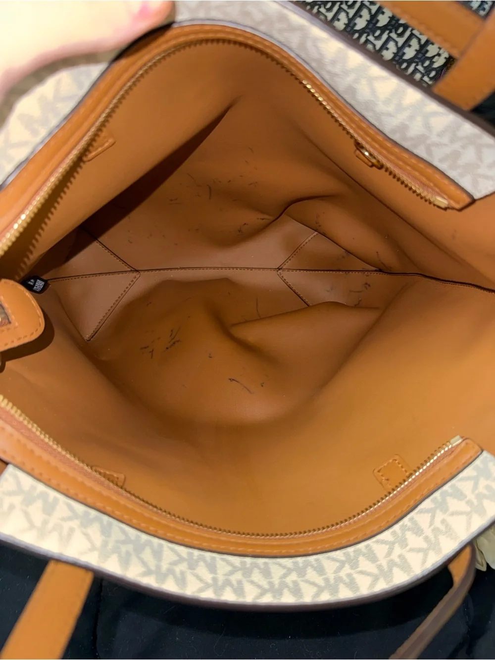 Michael Kors Cream Logo Tote with Tan Handles